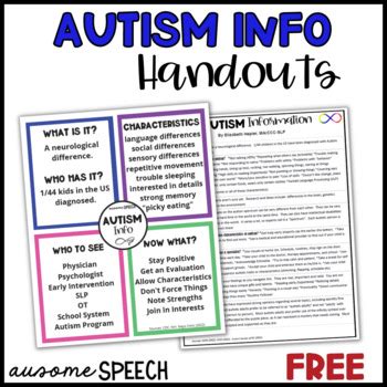 What Is Autism Handout For Parents
